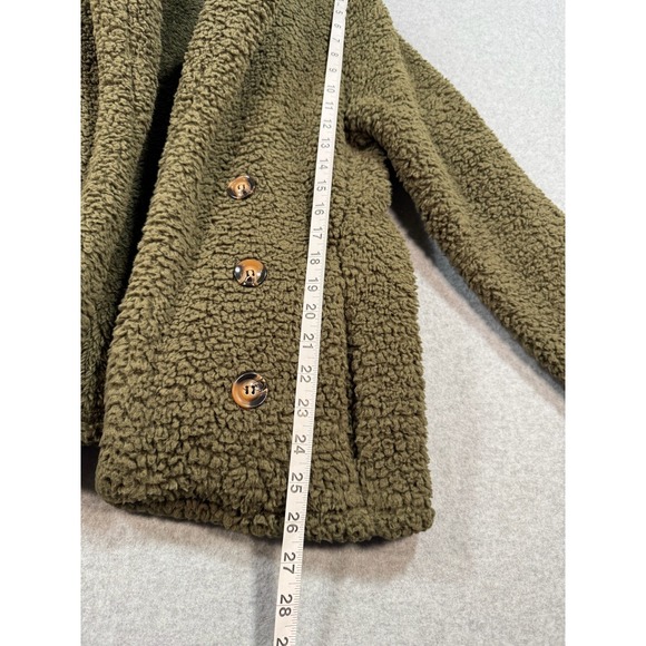 Miss Sparkling Olive Green Teddy Sherpa Jacket S Double Breasted Cozy Clean Girl - Picture 11 of 17